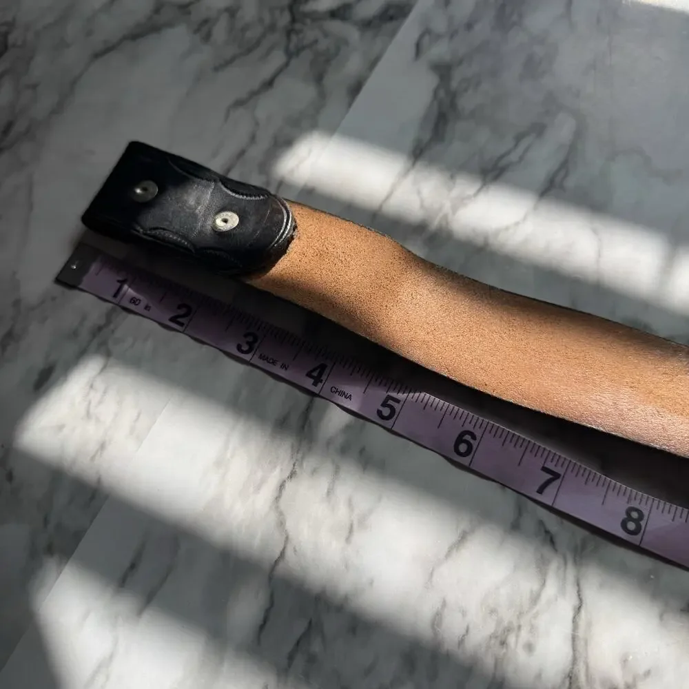 Vintage Black Leather Belt Strap Size 24 Youth Scalloped Stamped Edge